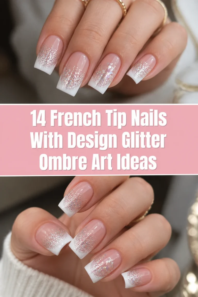💅 14 French Tip Nails With Design Glitter Ombre Art Ideas