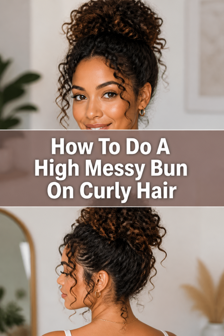➰ How To Do A High Messy Bun On Curly Hair
